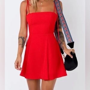 Princess Polly Red Tie Shoulder Mini Dress